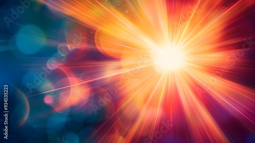 glowing abstract sun burst with digital lens flare.can your adjust the color of the light rays using adjustment layer like Gradient Selective Color, and create sunlight, optical flare.  photo