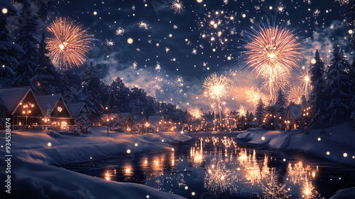 Fireworks Over a Winter Wonderland