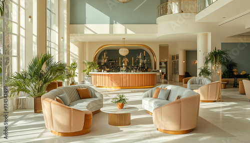  French Art Deco Hotel Lobby Elegant and Glamorous