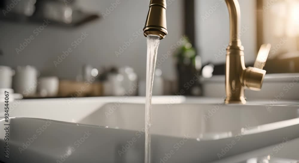 Water is pouring out of the kitchen sink The concept of saving water 4k animation Water is pouring out of the kitchen sink The concept of saving water 4k animation