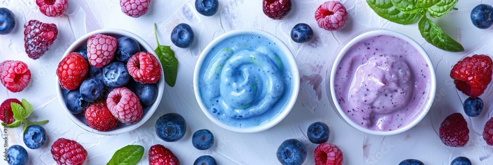Close-up of a blueberry and spinach smoothie featuring fresh berries, a nutritious drink option. Close-up of a blueberry and spinach smoothie featuring fresh berries, a nutritious drink option.