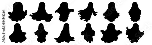 Ghost silhouettes set, pack of vector silhouette design, isolated background