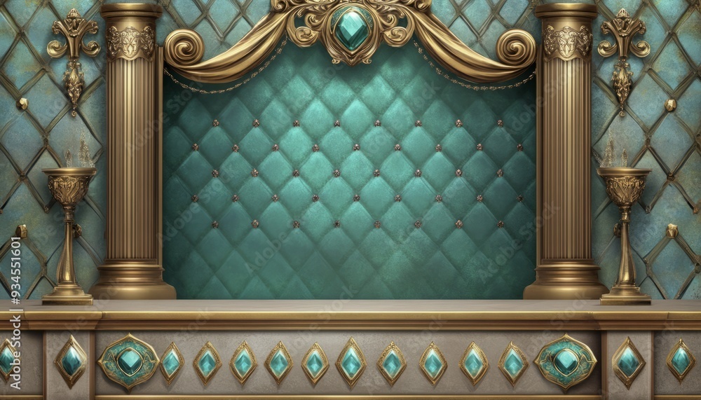 Ornate Gold and Teal Royal Display Counter Ornate Gold and Teal Royal Display Counter