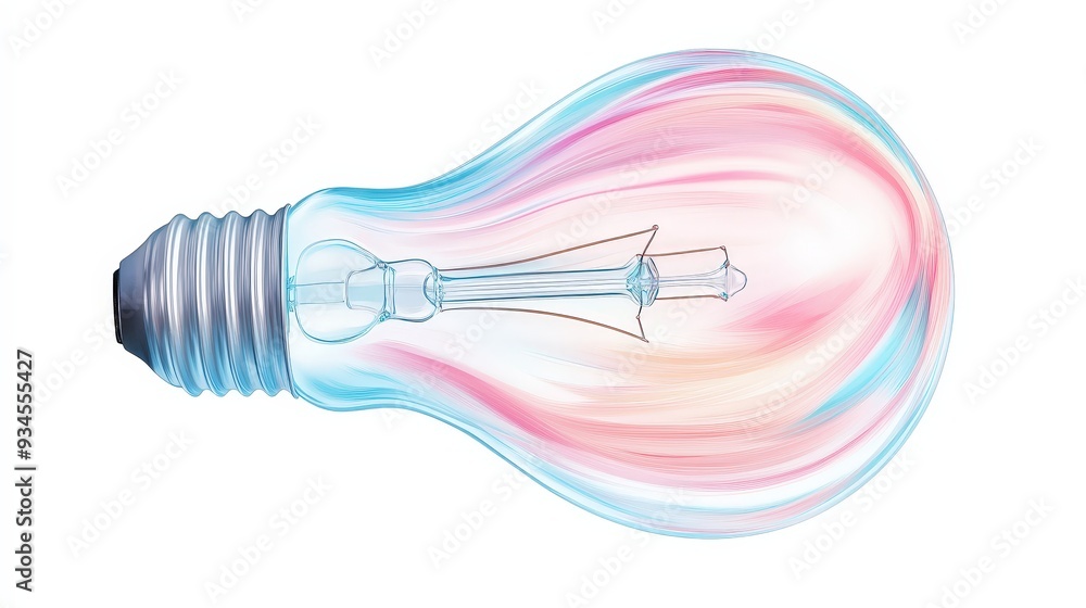 A light bulb with a pink, blue, and purple glow A light bulb with a pink, blue, and purple glow