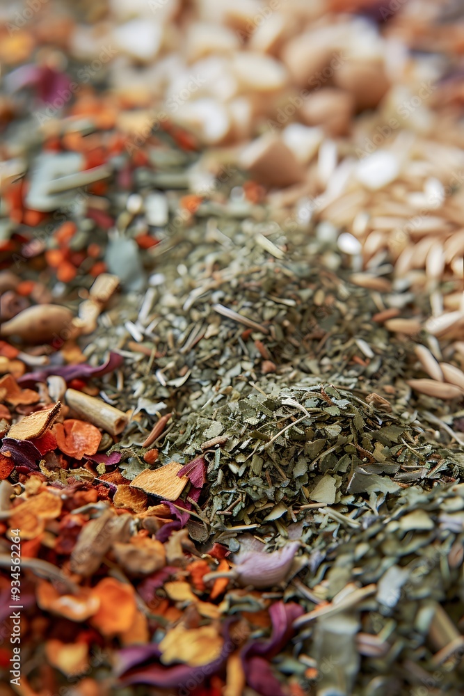 Close-up of a herbal mix used in spa treatments AI generated illustration