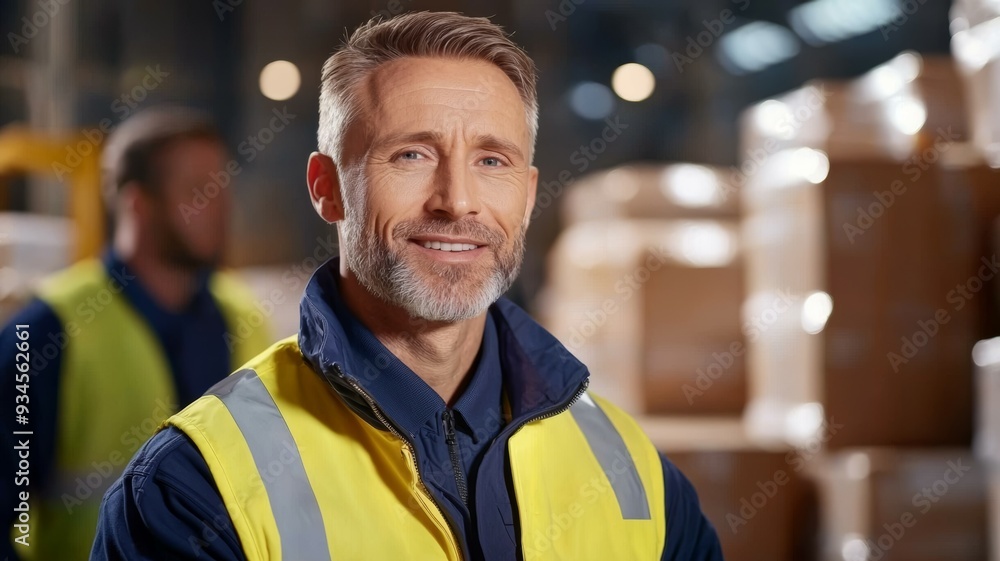 A man in a yellow vest is smiling and posing for a picture A man in a yellow vest is smiling and posing for a picture