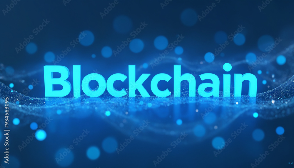 Blockchain in blue letters on a dark background with a DNA strand, emphasizing tech and biotech integration. Blockchain in blue letters on a dark background with a DNA strand, emphasizing tech and biotech integration.