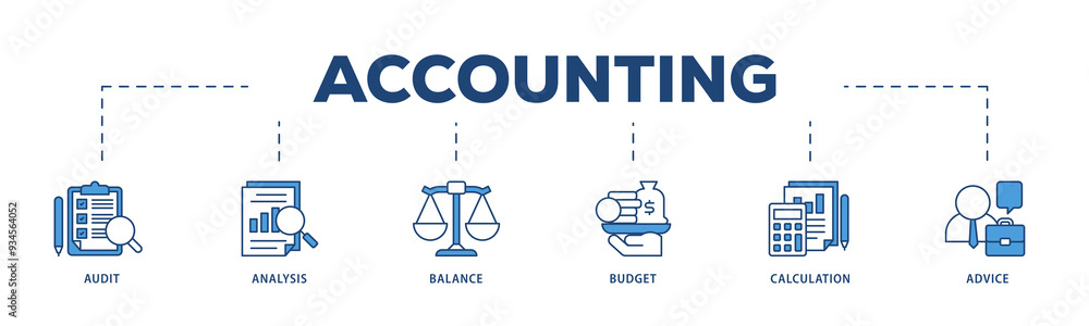 Accounting icons process structure web banner illustration of audit, analysis, balance, budget, calculation, and advice icon png transparent background. Accounting icons process structure web banner illustration of audit, analysis, balance, budget, calculation, and advice icon png transparent background.