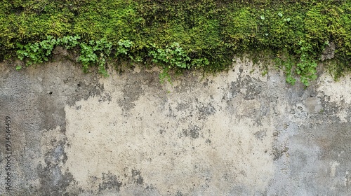 A copy space image showcasing the harmonious blend of moss and concrete textures on a wall