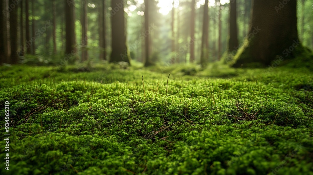 Fototapeta premium Forest floor covered in green moss