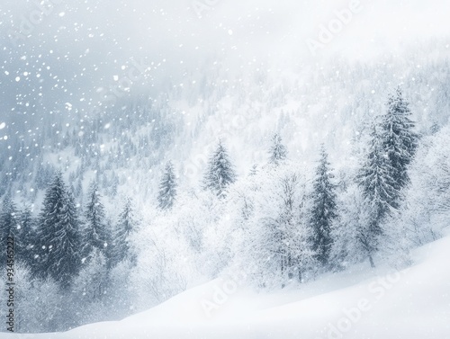 Wallpaper Mural Snowy Forest Landscape with Falling Snow in Winter Torontodigital.ca