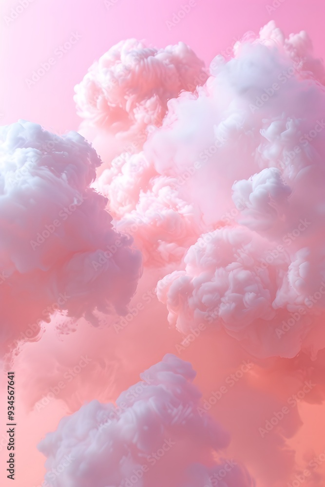 Cloud-like cotton candy forms floating on a soft pink abstract background AI generated illustration Cloud-like cotton candy forms floating on a soft pink abstract background AI generated illustration