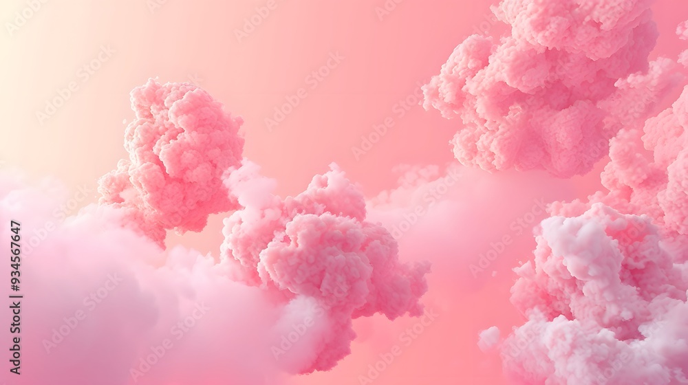Cloud-like cotton candy forms floating on a soft pink abstract background AI generated illustration Cloud-like cotton candy forms floating on a soft pink abstract background AI generated illustration