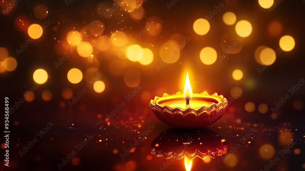 Beautiful diwali greeting card with shiny diya oil lamp background .generative ai Beautiful diwali greeting card with shiny diya oil lamp background .generative ai