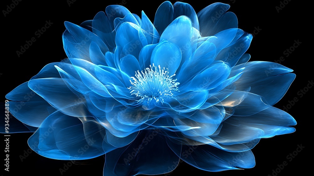 Abstract Blue Flower with Translucent Petals Abstract Blue Flower with Translucent Petals