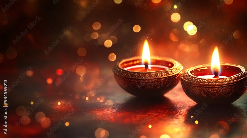 Beautiful diwali greeting card with shiny diya oil lamp background .generative ai Beautiful diwali greeting card with shiny diya oil lamp background .generative ai