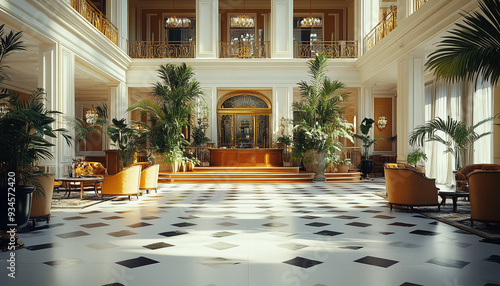 Glamorous Victorian Hotel Lobby Opulent and Classic