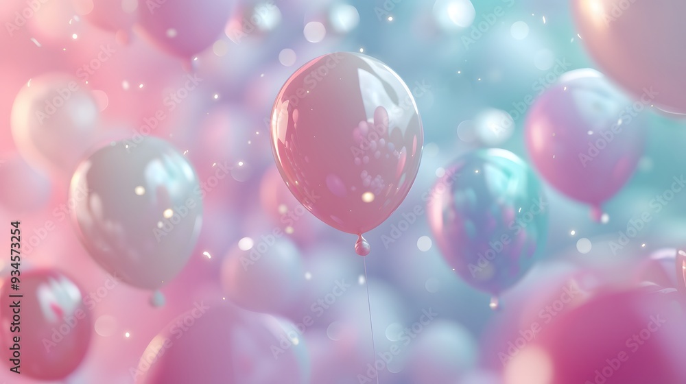Cute 3D balloons floating in a pastel abstract background AI generated illustration Cute 3D balloons floating in a pastel abstract background AI generated illustration