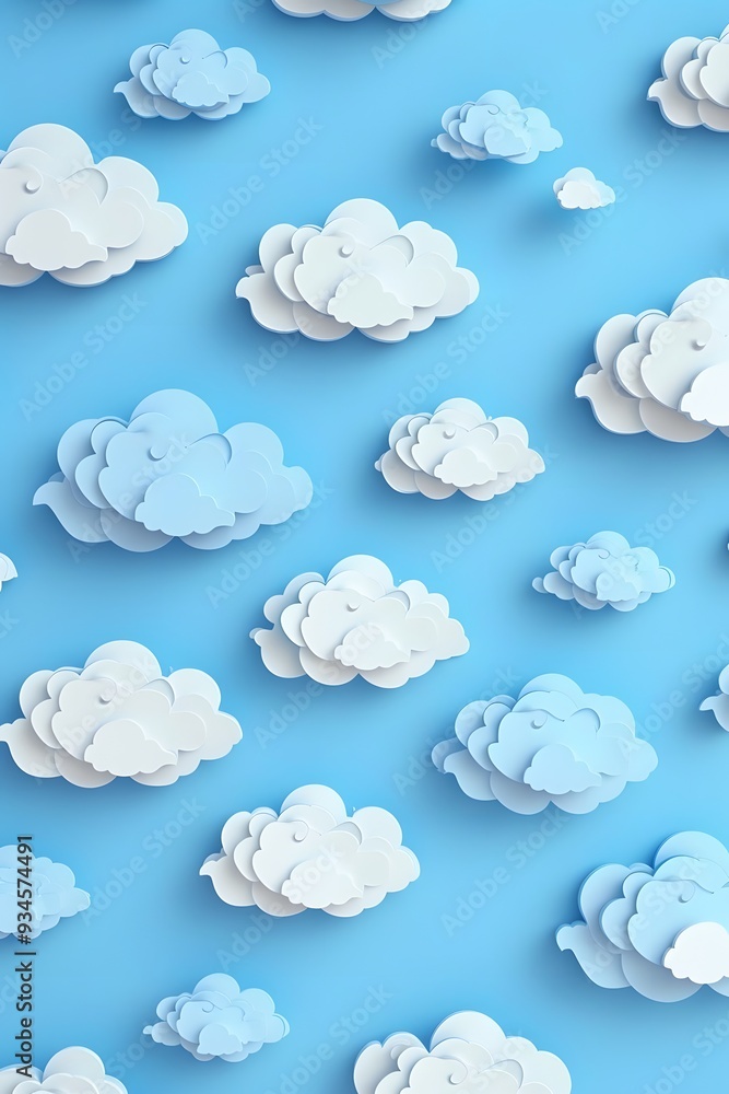 Cute cloud patterns on an abstract 3D blue sky theme AI generated illustration Cute cloud patterns on an abstract 3D blue sky theme AI generated illustration