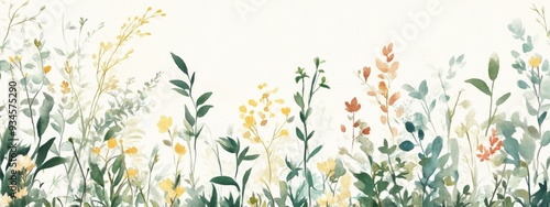 Wallpaper Mural Watercolor illustration featuring exquisite hand drawn plants and flowers Torontodigital.ca