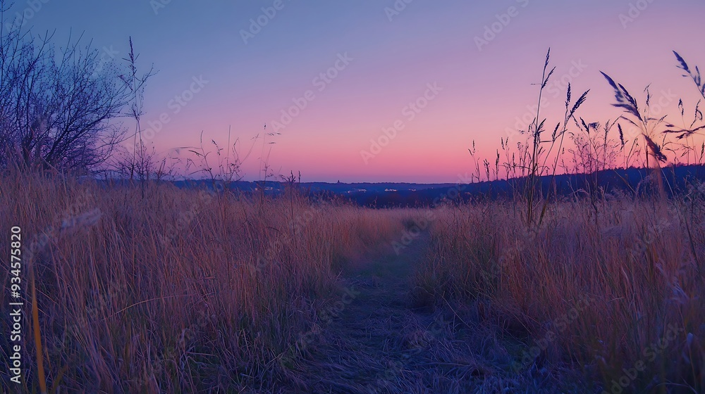 Path Through a Field of Grass at Sunset Path Through a Field of Grass at Sunset