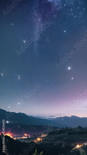 Wallpaper Mural Night Sky with Milky Way and Shooting Star Over Mountains Torontodigital.ca