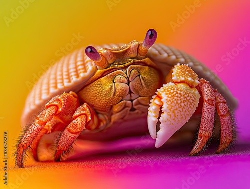 Hermit Crab isolated on colorful background photo