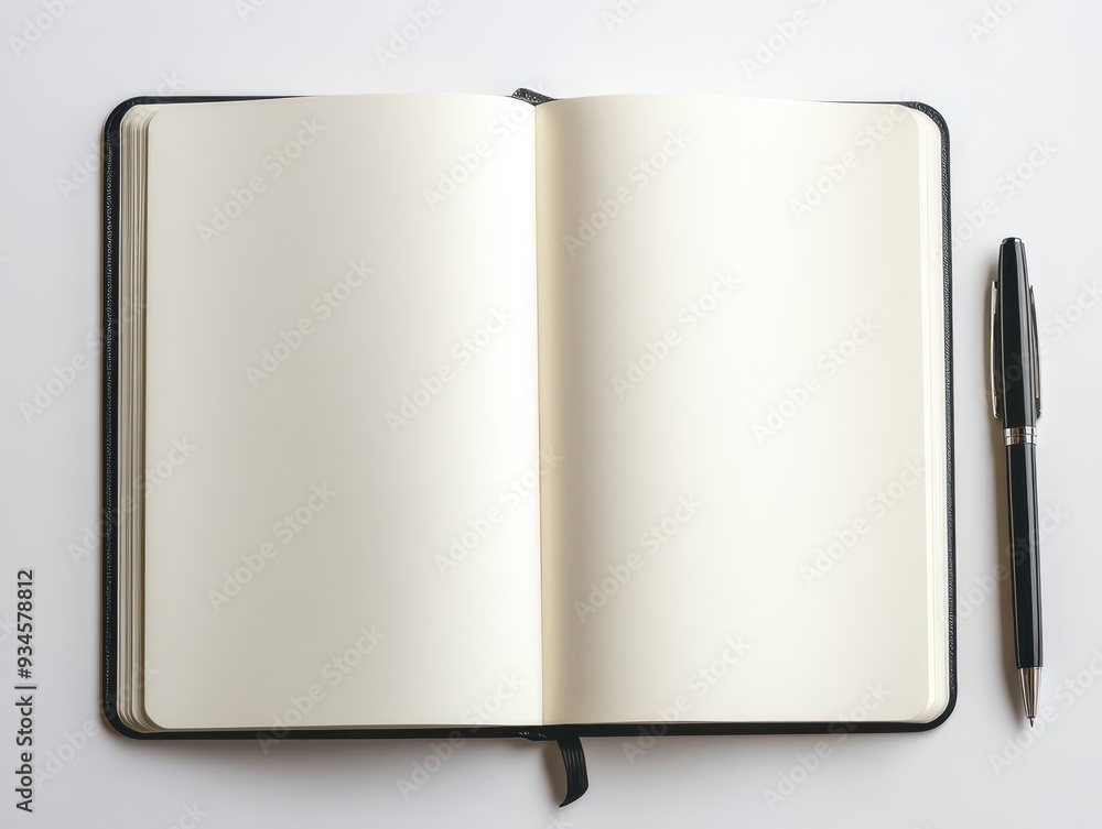 Blank Notebook with Pen - Minimalist Office Mockup for Branding and Design Blank Notebook with Pen - Minimalist Office Mockup for Branding and Design