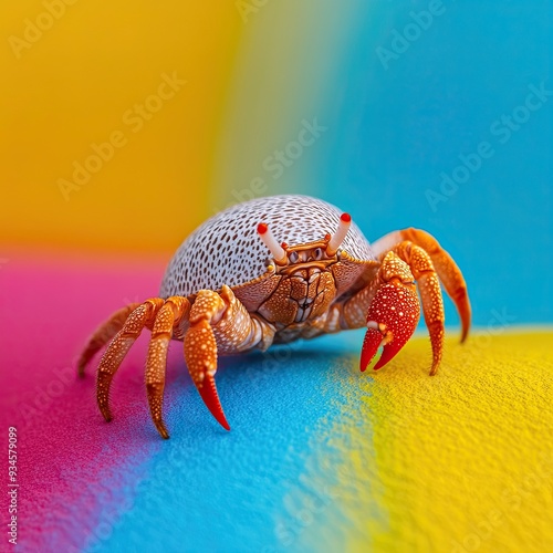 Hermit Crab isolated on colorful background photo