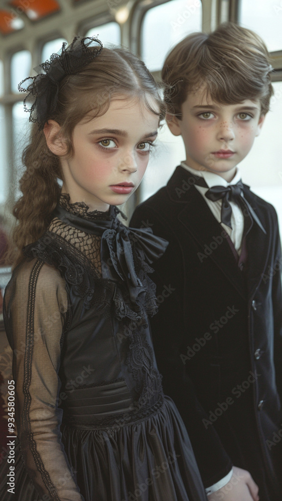 Dark surrealism, portrait of the goth children of the corn catching the school bus, they are unhappy, they are frightening Dark surrealism, portrait of the goth children of the corn catching the school bus, they are unhappy, they are frightening