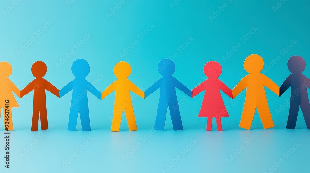 United Paper Community - Paper cutout figures in a symbol of togetherness and friendship. Flat design illustration ar 169 v 61. United Paper Community - Paper cutout figures in a symbol of togetherness and friendship. Flat design illustration ar 169 v 61.