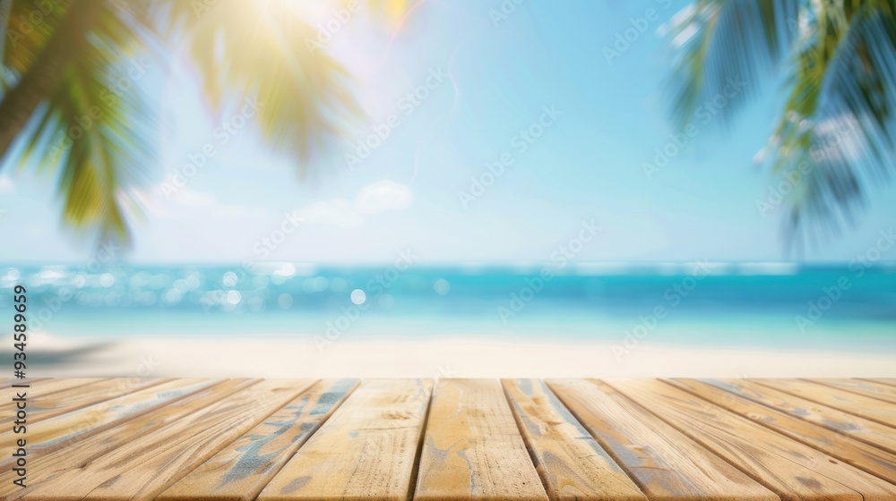 Tropical Beach Scene with Wooden Deck Tropical Beach Scene with Wooden Deck