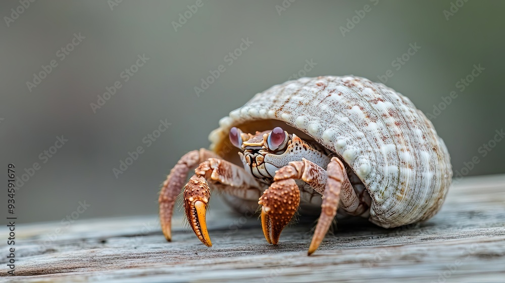 Hermit Crab isolated on wooden background
