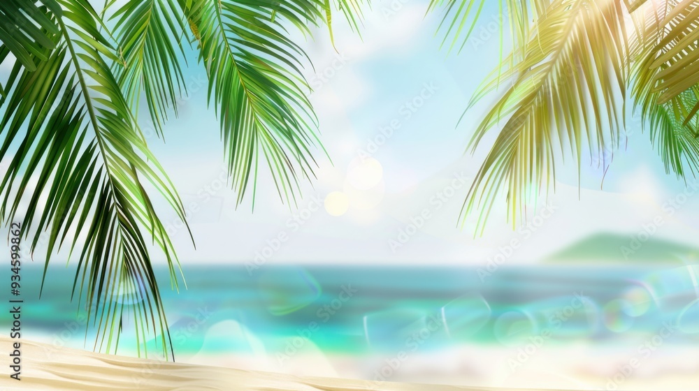 Fototapeta premium Tropical Beach Paradise with Palm Trees