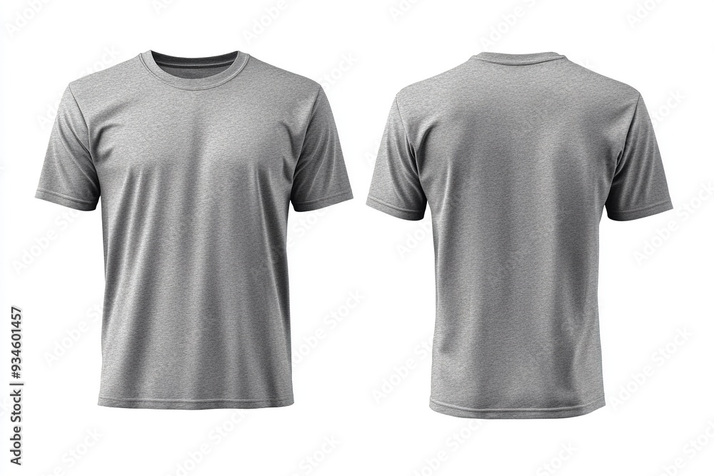 Blank Short sleeve t shirt mockup, grey T-shirts front and back view, used as design template isolated on white background .generative ai Blank Short sleeve t shirt mockup, grey T-shirts front and back view, used as design template isolated on white background .generative ai