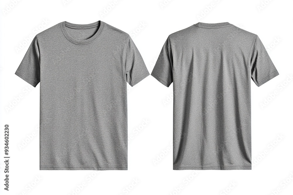 custom made wallpaper toronto digitalBlank Short sleeve t shirt mockup, grey T-shirts front and back view, used as design template isolated on white background .generative ai