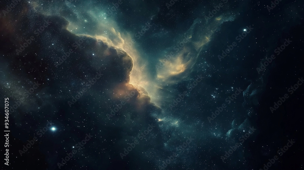 Fototapeta premium Mystical Cosmic Background with Stars Galaxies and Nebulae Against Deep Dark Space for Sci-Fi and Space-Themed Projects