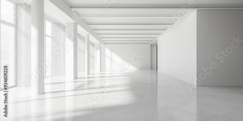 White empty interior with 3D rendering elements