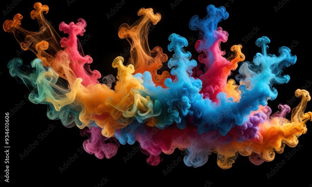 a chaotic yet harmonious burst of colorful smoke trails, capturing the essence of movement and the interplay of contrasting colors on a black backdrop.. a chaotic yet harmonious burst of colorful smoke trails, capturing the essence of movement and the interplay of contrasting colors on a black backdrop..