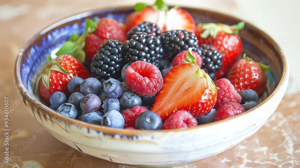 A bowl of fresh berries. A bowl of fresh berries.
