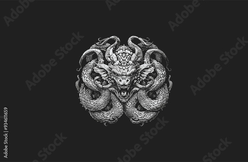 Hydra monster design vector artwork illustration