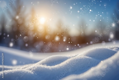 Wallpaper Mural Close-up of Fresh Snow with Sun Glimmering Through Trees Torontodigital.ca