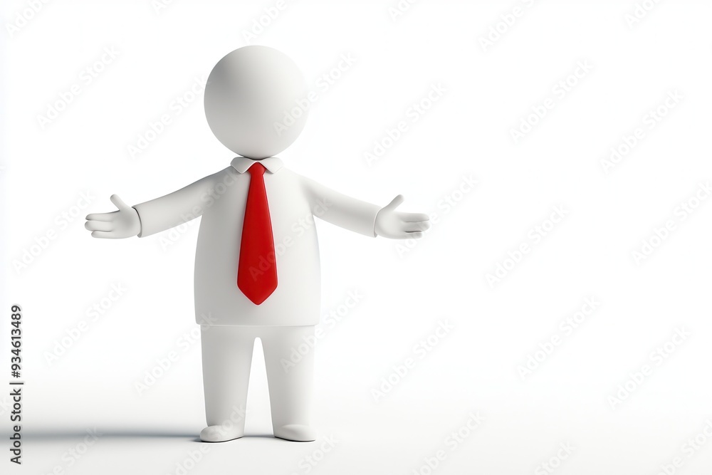 A 3D-rendered business presenter, depicted as a man standing and showcasing a product. The figure is isolated against a white background, designed for business or product illustration.
A 3D-rendered business presenter, depicted as a man standing and showcasing a product. The figure is isolated against a white background, designed for business or product illustration.