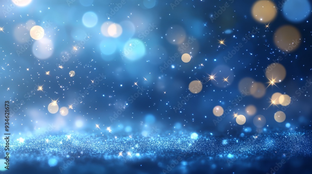 Blue and Gold Abstract Glitter Background with Bokeh Lights Blue and Gold Abstract Glitter Background with Bokeh Lights