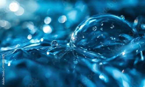 water drops on blue surface