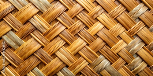 Close up of intricately woven bamboo texture, showcasing interlocking strips and handcrafted basketry design