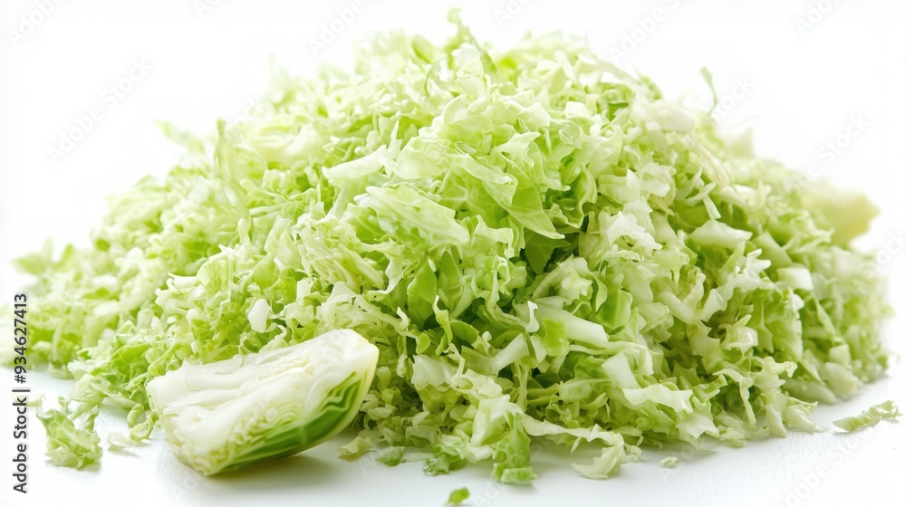 Cabbage with grated pieces of cabbage isolated on a white background Cabbage with grated pieces of cabbage isolated on a white background