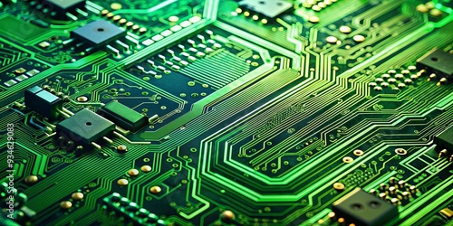 Wallpaper Mural Close up of a green circuit board with integrated circuits showcasing modern motherboard technology hardware Torontodigital.ca