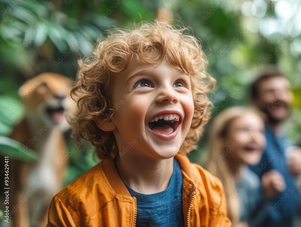 Family activity with a day at the zoo, kids excited to see animals, and parents enjoying the experience, Joyful, Bright, High Energy Family activity with a day at the zoo, kids excited to see animals, and parents enjoying the experience, Joyful, Bright, High Energy