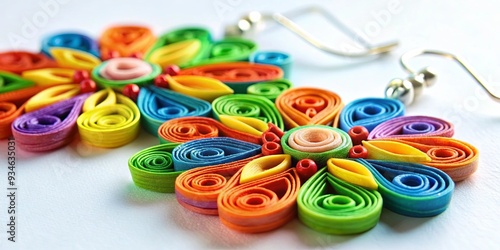 Colorful handmade paper earrings in intricate quilled design, perfect for a vibrant and unique accessory